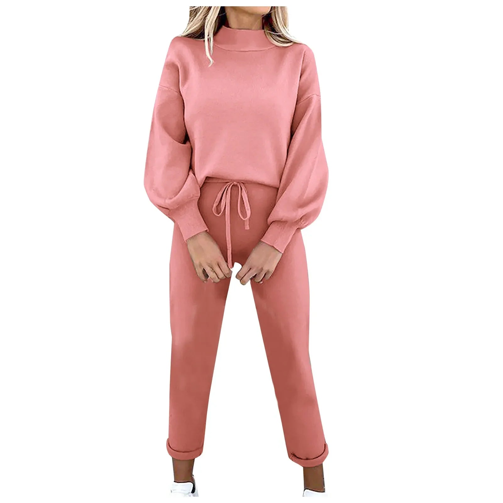 2 Piece Suit Sports for Women's Solid Color Fashion Casual Outfits Set Loungewear Long Sleeve Wide Leg Pants Streetwear.