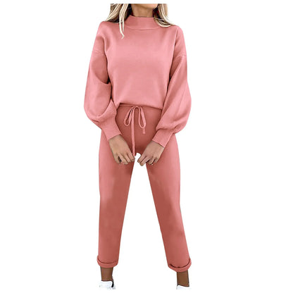 2 Piece Suit Sports for Women's Solid Color Fashion Casual Outfits Set Loungewear Long Sleeve Wide Leg Pants Streetwear.