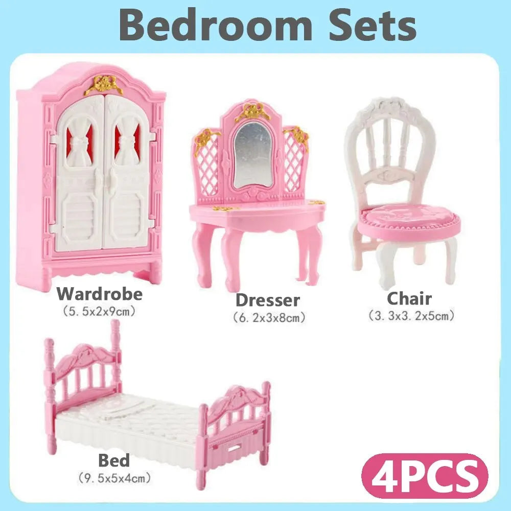 Hot Sale Cute Kawaii Pink 10 Items/Lot Miniature Dollhouse Furniture Accessory Kids Toys Kitchen Cooking Things For Girl Gifts.
