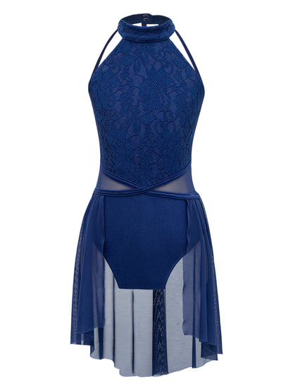 Mädchen Ballett Gymnastik Trikot lyrischen Tanz kleid ärmellose florale Spitze Tutu Tanz kleidung für Eiskunstlauf Bühnen performance