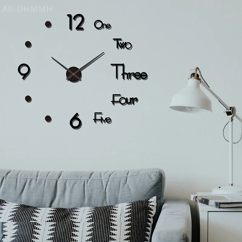 3D Leuchtende Wanduhr Rahmenlose Acryl DIY Digitale Uhr Wand Aufkleber Stumm Uhr Für Wohnzimmer Schlafzimmer Büro Wand Dekor