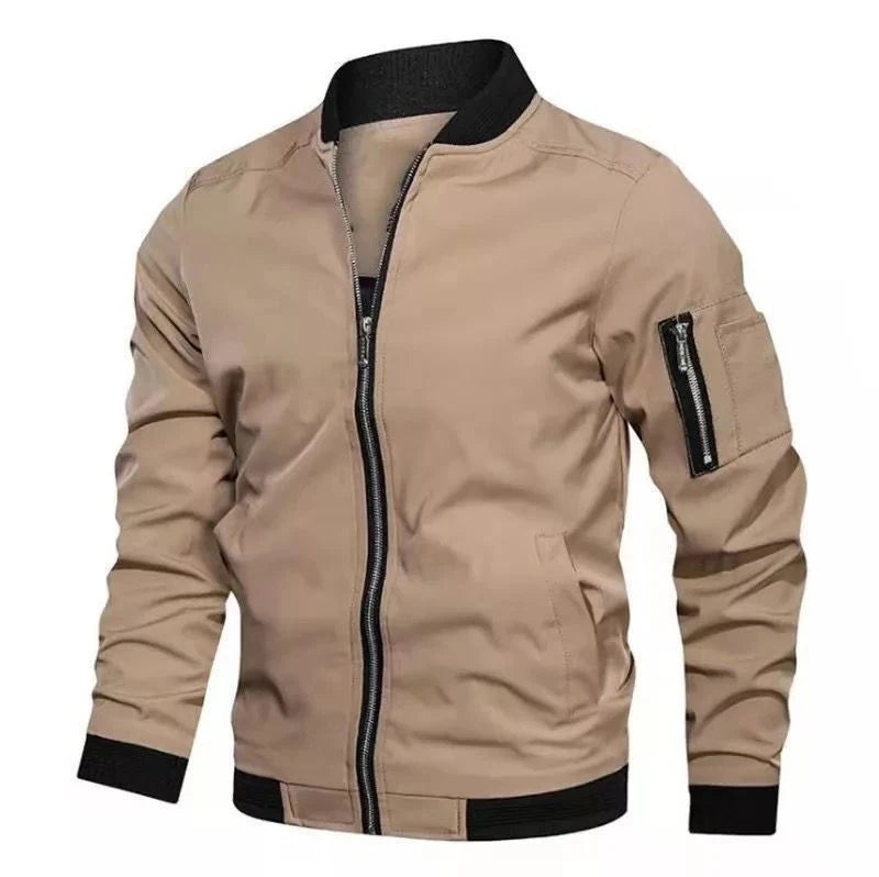 Spring Autumn Men's Bomber Jacket Casual Lightweight Jacket For Men Sports Windbreaker Zip Up Coat with Pockets Clothing.
