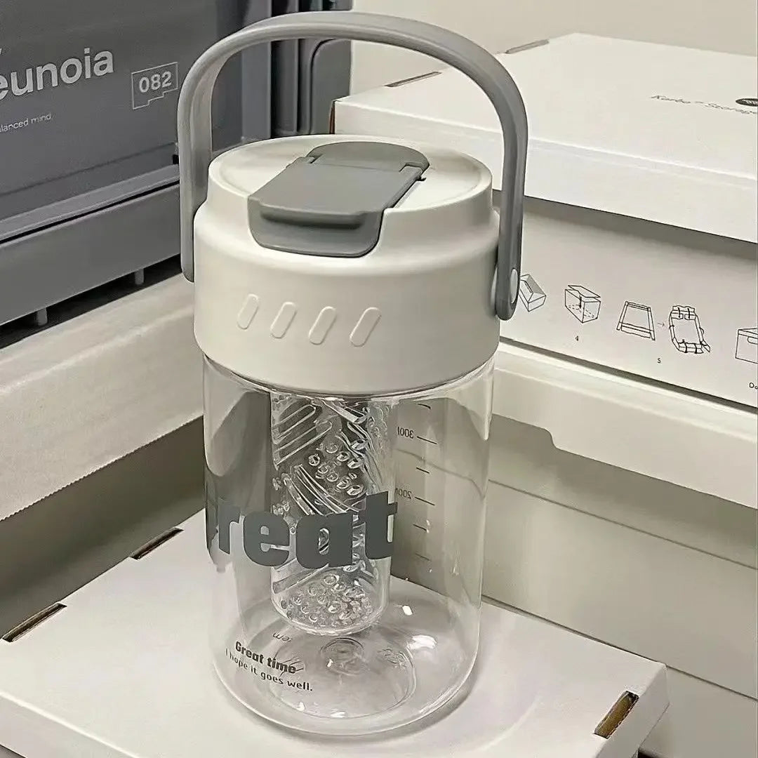 High Aesthetic Large Capacity Portable Sports Straw Cup for Girls Summer New Tea Separator Student Cup Water Bottle Gift.