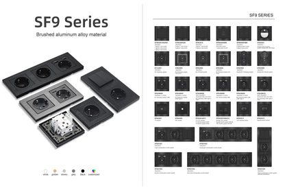 SRAN Französische USB-Wandsteckdose 5 V 2,1 A, Kristall-Hartglasscheibe 16 A 220 V 82 x 82 mm Steckdose Frankreich-Standard mit Abdeckung