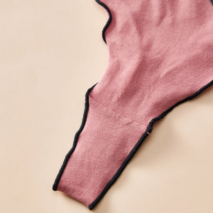 4pcs women's cotton solid color thong sexy comfortable women's underwear daily breathable T-back knitted bow cute girl low-waist.