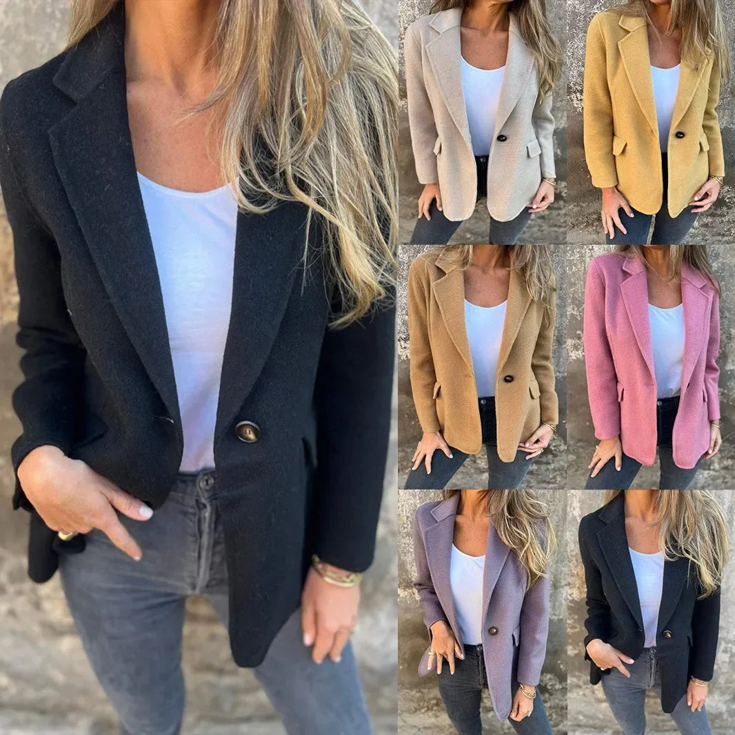 2025 neue Mode Herbst und Winter frauen Mäntel und Jacken Casual Button-Down Einfarbig Wolle Blazer frauen Kleidung.
