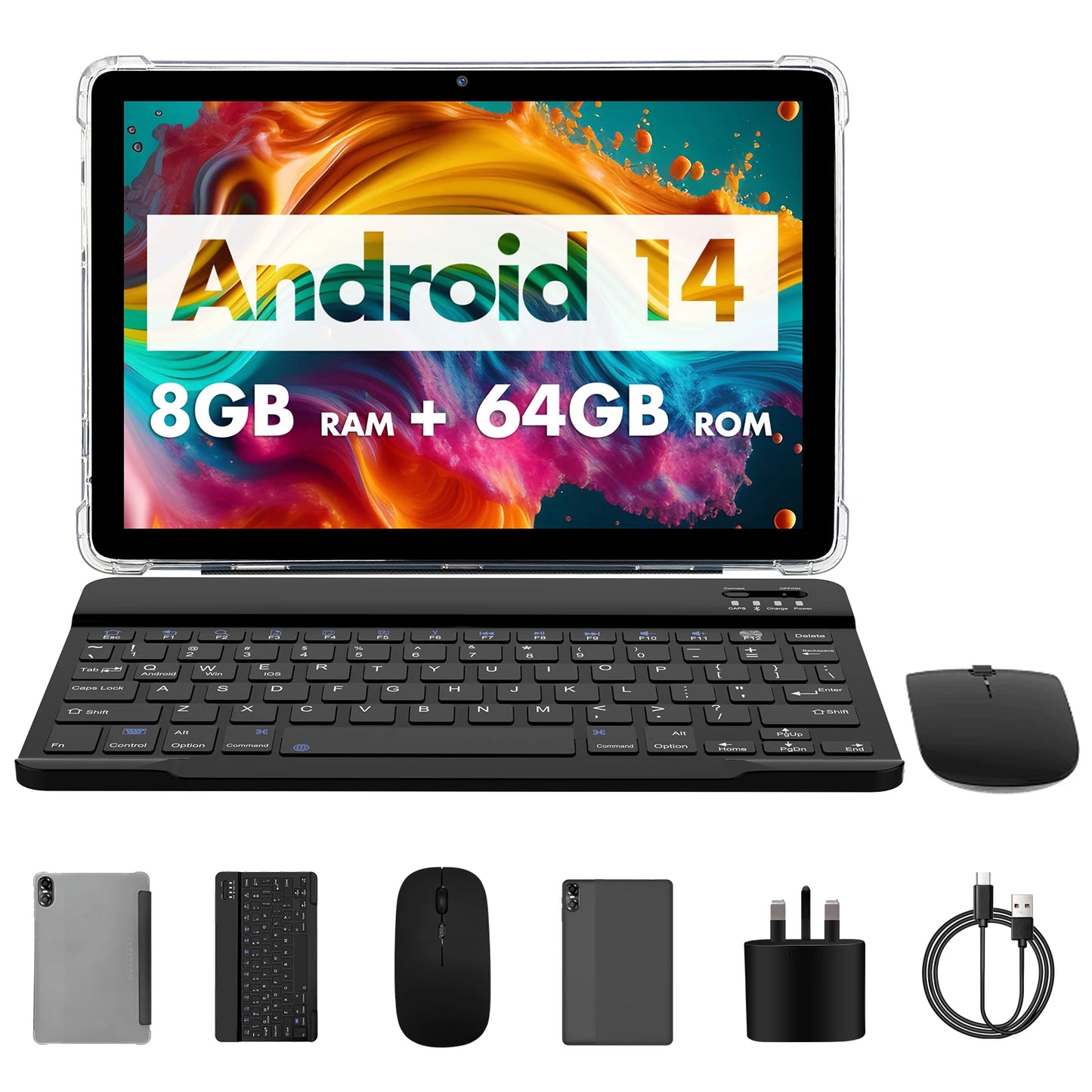 10.1" Android Tablet with Octa-core Processor 8GB(4+4GB Virtual) RAM 64GB ROM HD IPS Touchscreen, Wi-Fi 6, BT 5.0, Dual Camera.