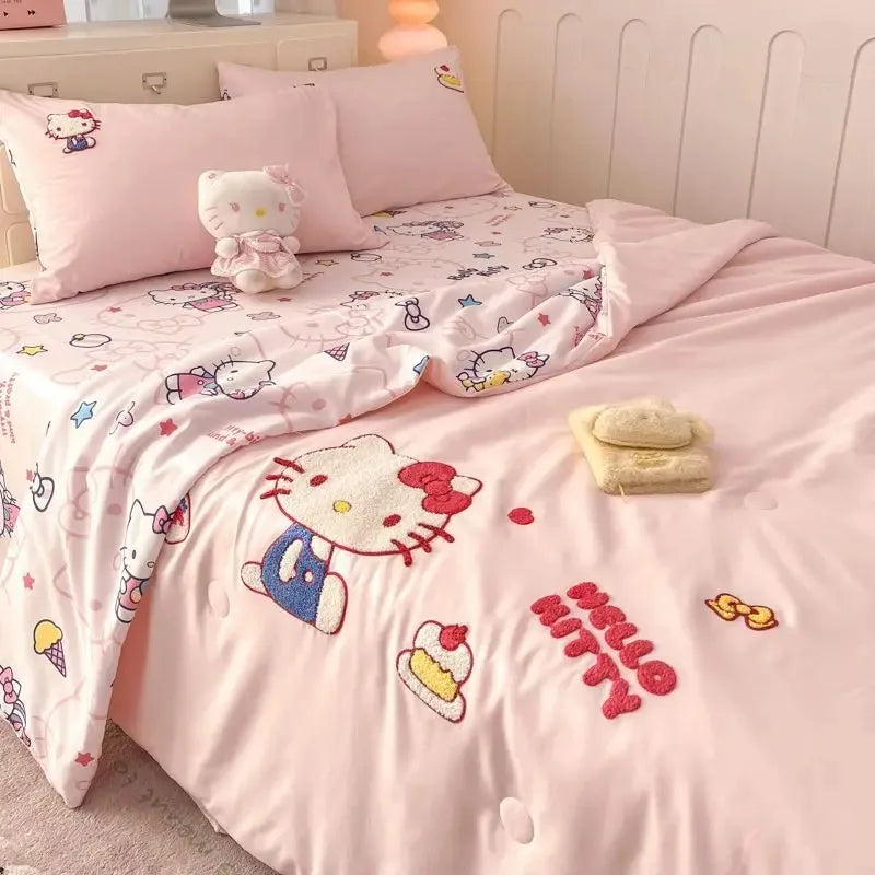 New Kawaii Hello Kitty Sanrio AnimeKuromi Winter Thickened Single both bed Plush Soft Quilt Cute Cartoon Cinnamoroll Warn.