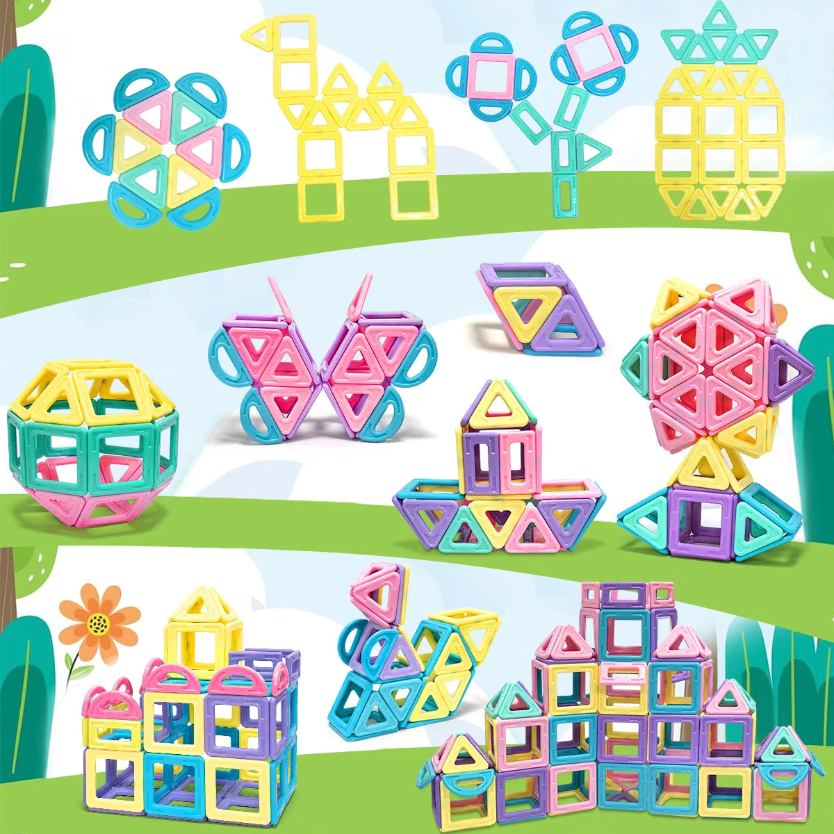 Medium Macaron 3D Magnetic Toys，Building Blocks for Kids,Educational Sensory Building Magneticfor toy,Birthday Gift Stacking toy.