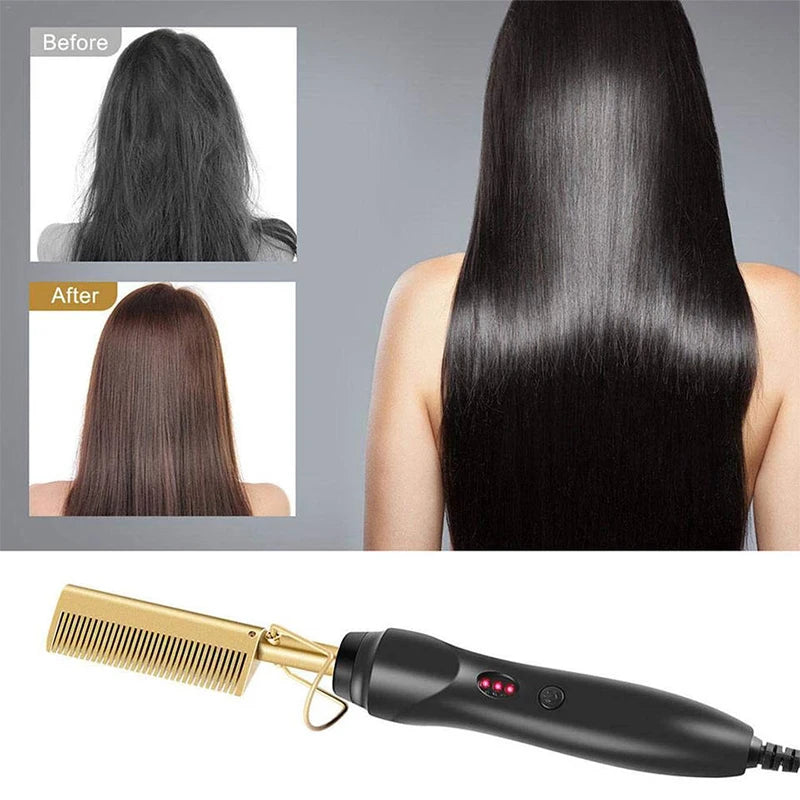 Hot Comb Straightener Electric Hair Straightener Portable Hot Comb Electric Hot Comb For Wigs.