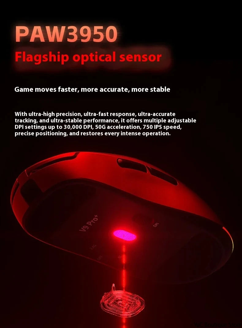New Aula V9 Ultra Wireless E-sports Gaming Mouse Double 8k 3mode PAW 3950 8k 55g Lightweight Ergonomic Mouse Custom PC Accessory.