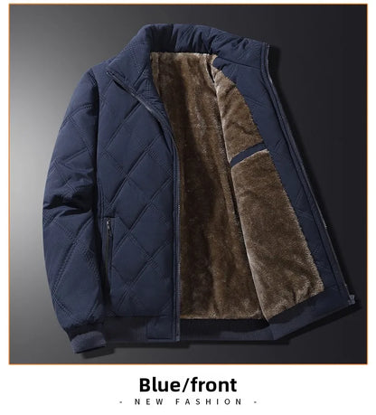 2025 Men's Warm Parker Coat Autumn/Winter Outdoor Sports Thick Anti Cold Cotton Jacket Stand up Collar Checkered Cotton Coat.