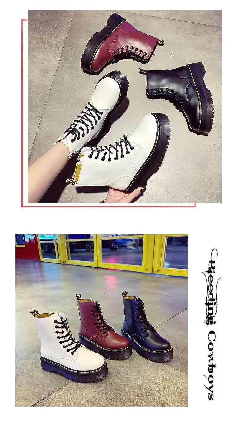 Autumn Winter Fashion Round Toe Lace-up Shoes Womens Boots Zip Ankle Boots For Women High Heels Basics Casual