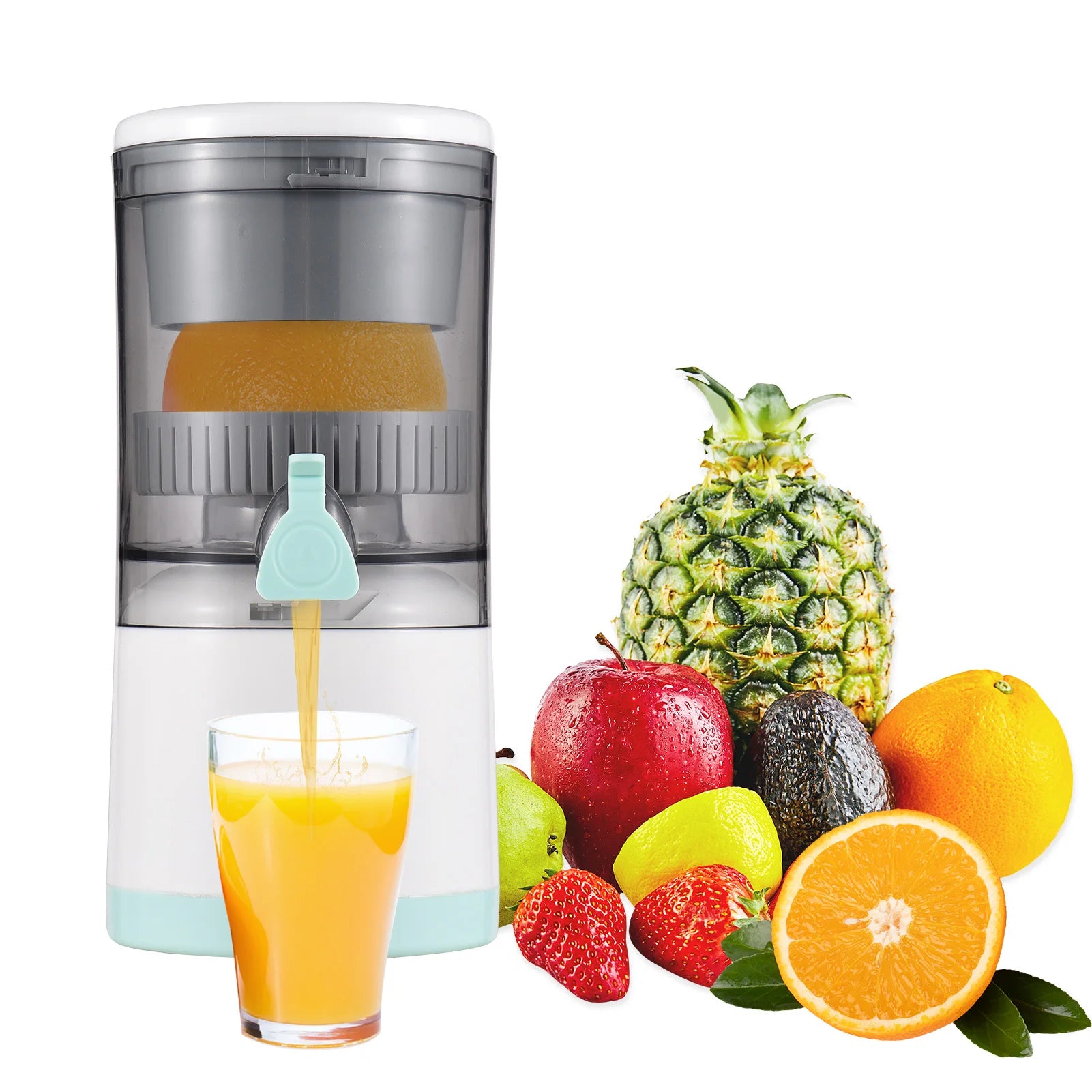 Electric Orange Juice Squeezer Hands Free Portable Citrus Juicer for Orange Lemon Apple USB Powered Detachable &Washable.