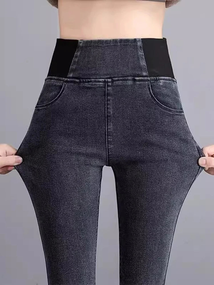 Pencil Jeans Women Spring Fall High Waist Skinny Denim Pants New Korean Casual Stretch Vaqueros Vintage Leggings Kot Pantolon.