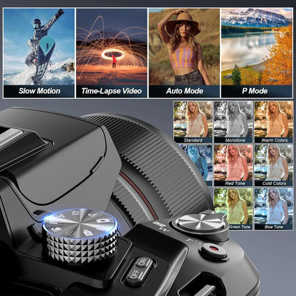 NBD 5K Digital Cameras for Photography 16X Optical Zoom Camera with WiFi & App Control, Vlogging Camera with 180°Flipable Screen.