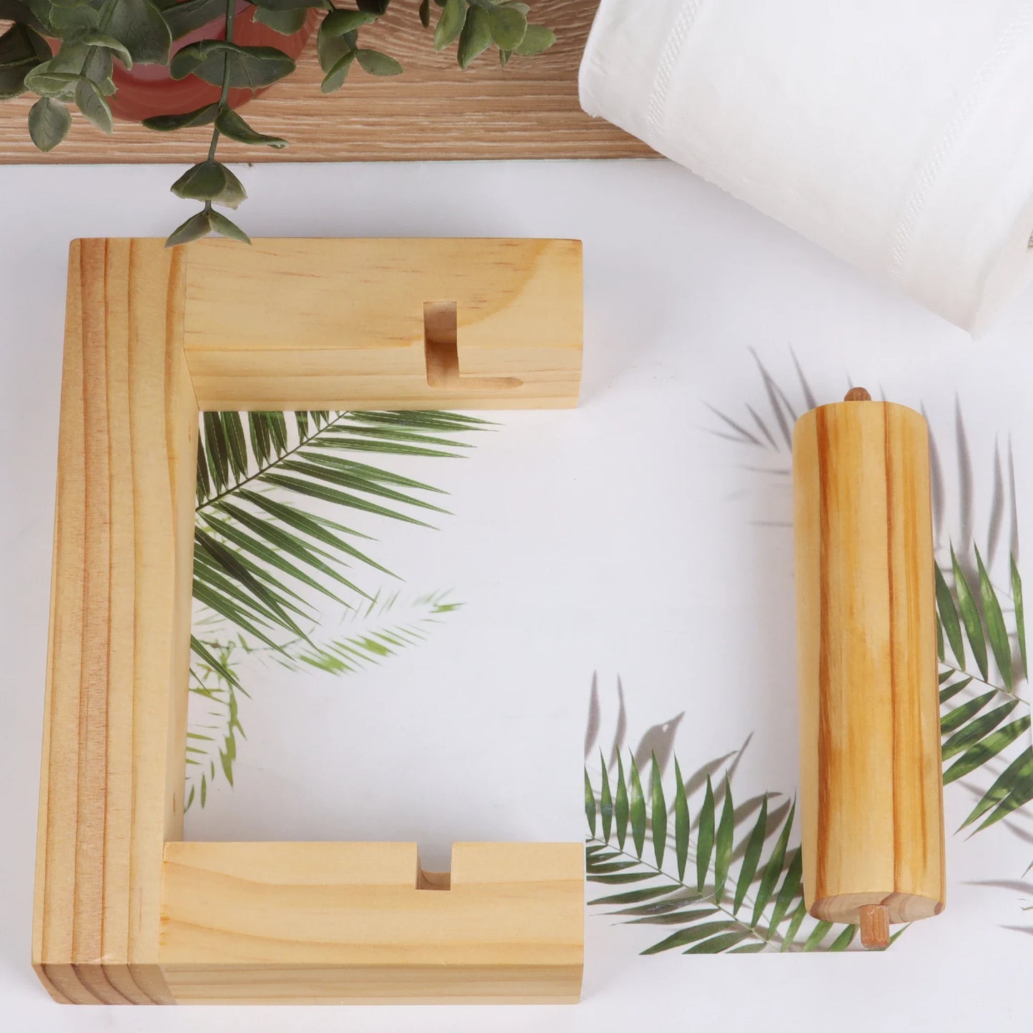 Nagel freier quadratischer Toiletten papier halter aus Holz Bad zubehör Hardware Papier handtuch halter Küchen rolle Papier halter