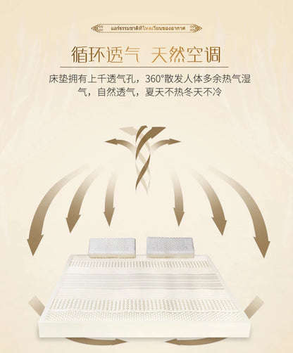 High-End-Latex-Quellen-Flüssigkeitsmatratzenoberteil, 100 % Naturlatex, faltbar, langsame Rückfederung, Thiland-Matten mit anpassbarem Baumwollbezug