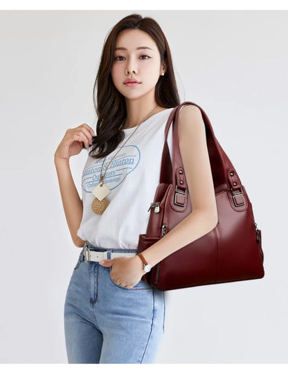 Genuine Soft Leather Handbags for Women Casual Shoulder Tote Bag Luxury Designer Ladies Large Capacity Purse Bags Sac A Main Hot.