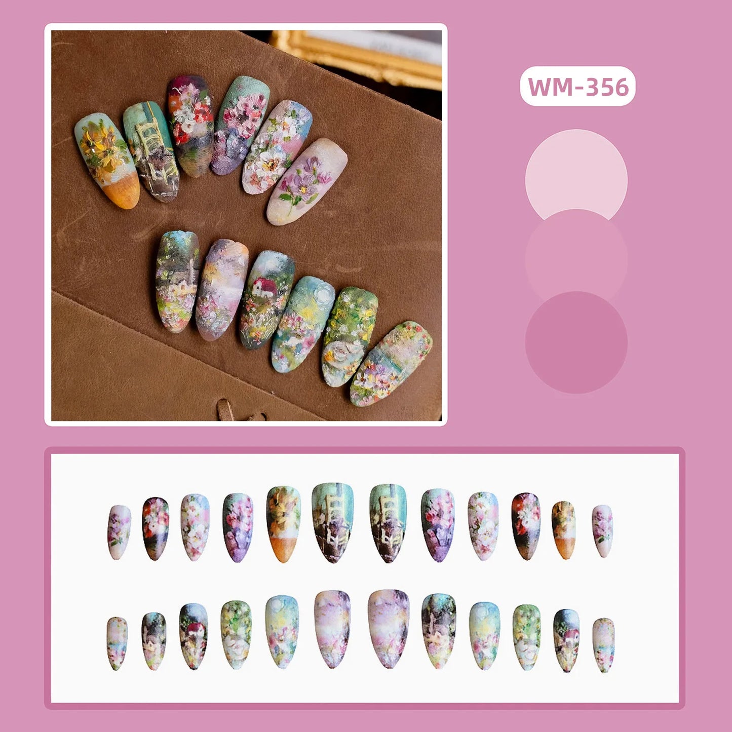 24pcs Red Star Print Fake Nails Sweet Cool Short Almond Press on Nail for Women Wearable Detachable Ins Spice Girl False Nails.