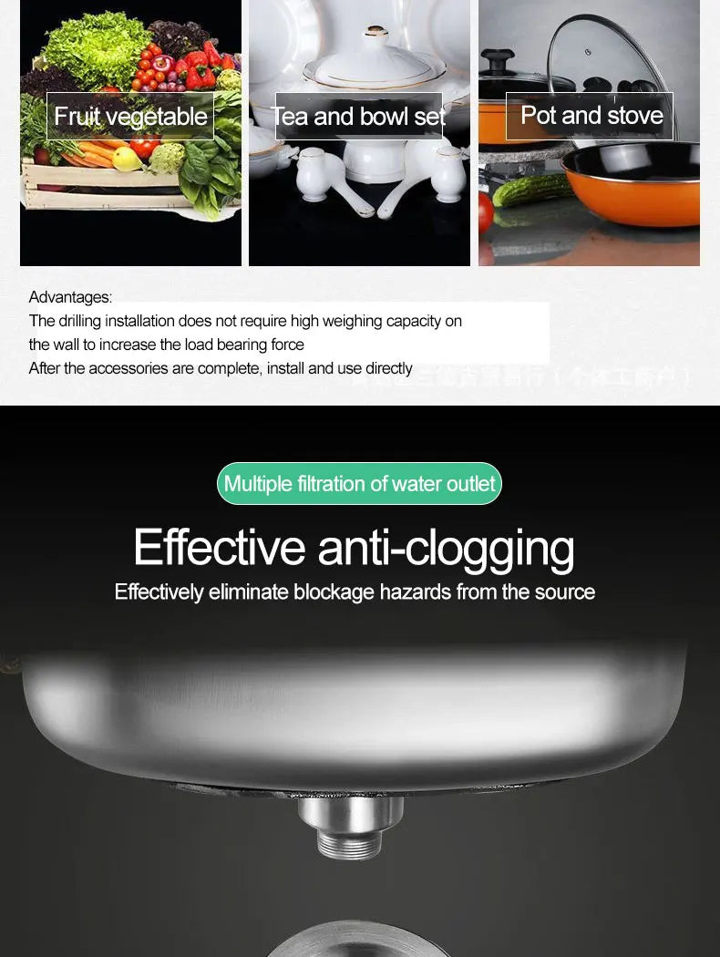 Verdickter Einzelschlitz aus Edelstahl 304 mit Halterung zum Aufhängen an der Wand, Waschbecken, Balkonbecken, Küchenwaschbecken, Waschbecken