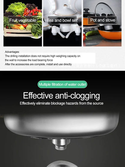 Verdickter Einzelschlitz aus Edelstahl 304 mit Halterung zum Aufhängen an der Wand, Waschbecken, Balkonbecken, Küchenwaschbecken, Waschbecken