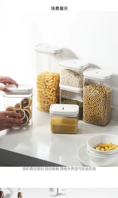 Clear Food Grade Plastic Storage Jar Airtight Seal for Kitchen Snacks Cereals Beans Kitchen Storage Organizer Kitchen Storage.