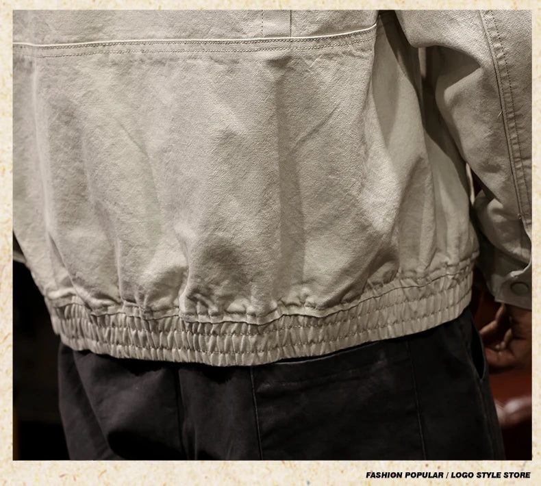 Men Spring Autumn Washed Cotton Loose Casual American Retro Cargo Jacket Man Streetwear Cityboy Coat Outerwear Varsity Jacket