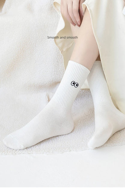 New 5 Pairs Cool Women White Cute Funny Socks Set Cartoon Lady Autumn Winter Female Girl Kawaii Sport Short Socks For Women.