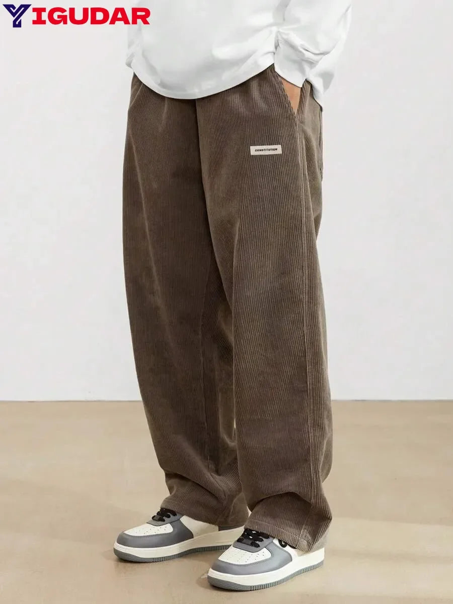 Corduroy pants men clothing Sweatpants Loose-Fit Casual Pants man baggy hosen Regular Length Trousers men cargo pants women.