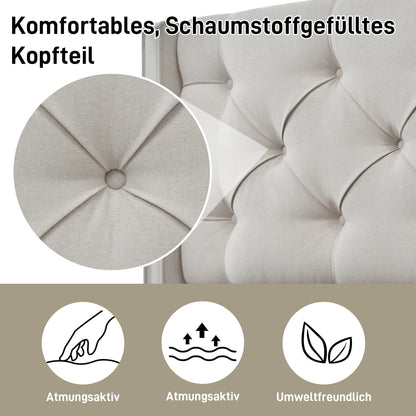 KOMHTOM Hydraulisch Polsterbett Einzelbett, - Metallrahmen-Lattenrost, modernes Bettgestell mit Stauraum, Baumwollbezug