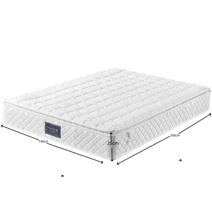 Fangange-Matratze, 90 x 200 cm, Federkernmatratze mit 7-Zonen-Kalschaummatratze, H3-Härteebene, 25 cm Höhe, hoher Rückprall, weiß