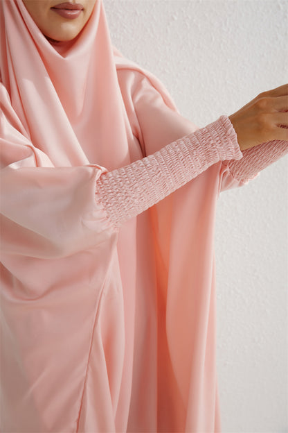 Muslimische Abaya mit Kapuze, Smockärmel, einteiliges Gebetskleid, Damen, Jilbab, islamische Kleidung, Dubai, Saudi-Arabien, schwarze Robe, türkische Bescheidenheit
