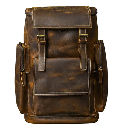 Vintage Crazy Horse Echtes Leder Rucksack Männer Leder Bagpack Klettern Rucksack männlichen Große Wandern Rucksack M814