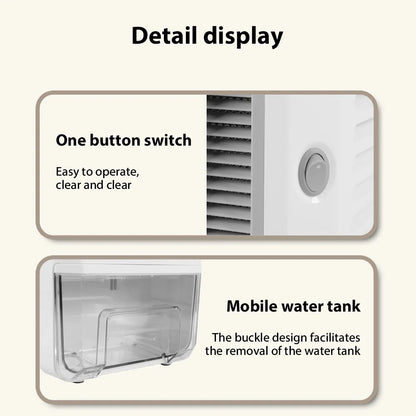 Small Dehumidifier Portable Air Dehumidifier for home Air Dyer Bedroom Office Silent Air Purification Moisture Remover 2L.