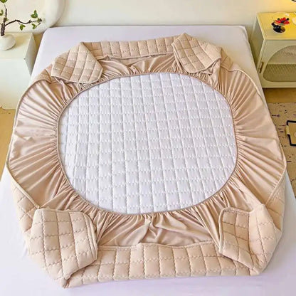 Solstice Waterproof Quilted Mattress Cover - Thickened 매트리스커버 (No Pillowcase), Fits 8-12" Deep Mattress, Home Bed Linen.