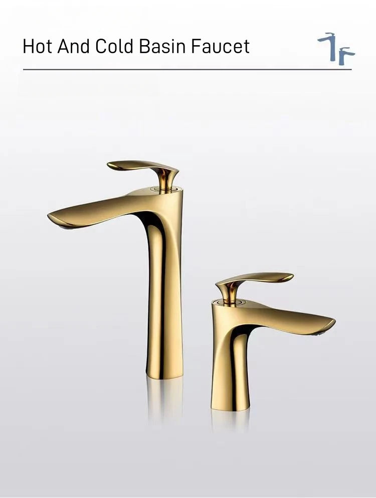 Golden Maple Leaf Basin Faucet For Hot And Cold Water Household Use Raised Washbasin Countertop Basin Single Hole Faucet