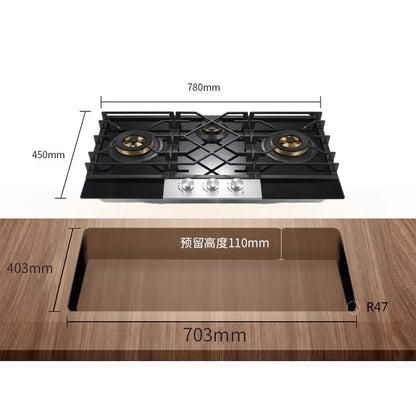 JYZ/T-733-PCB Gas Stove Three Eyes Stove Household Desk Embedded Dual-use Double Stove Natural Gas Liquefied Gas Stove.