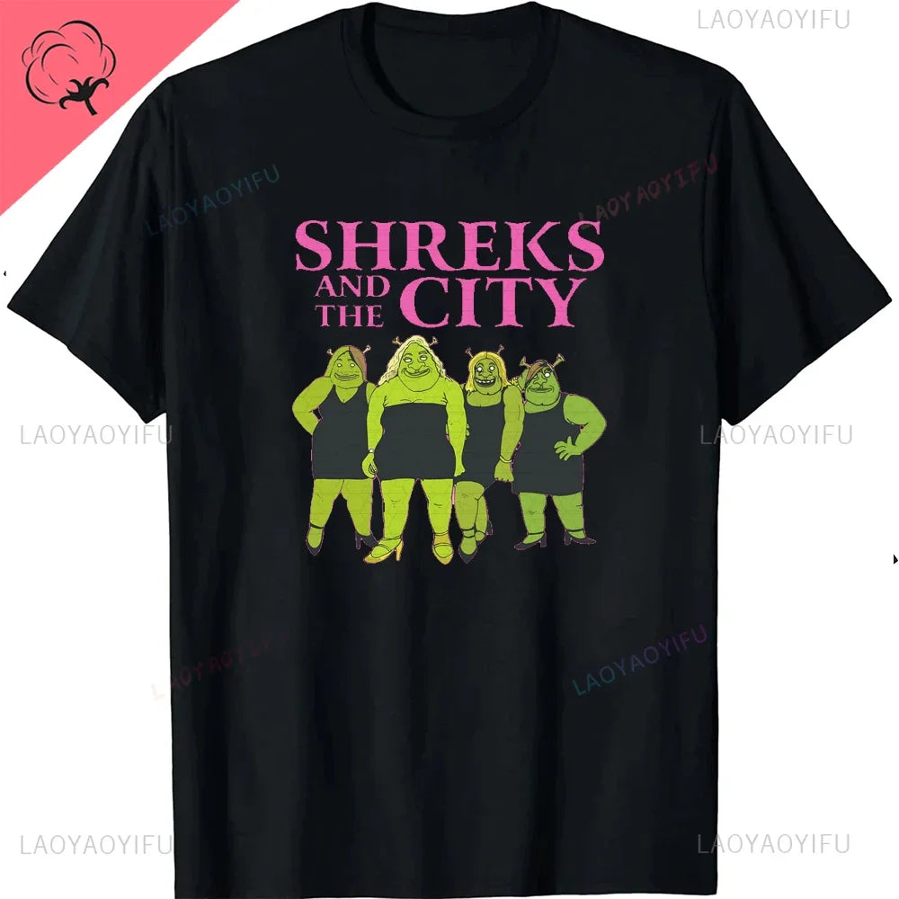 Ogre and The City Shreks Shirt Combine Fun Printed Men's  Women's Short Sleeve T-shirts Summer Fashion Unique Funny hot sale