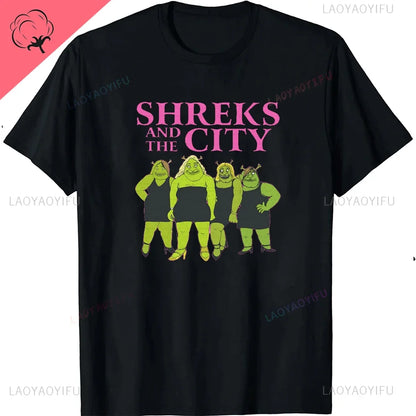Ogre and The City Shreks Shirt Combine Fun Printed Men's  Women's Short Sleeve T-shirts Summer Fashion Unique Funny hot sale