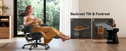 NEWTRAL MagicH-BP Ergonomischer Bürostuhl mit Fußstütze und Lordosenstütze, 4D Armlehne, Rückenlehne und Verstellbarem Kopfsitz, Schreibtischstuhl aus Mesh für Büro