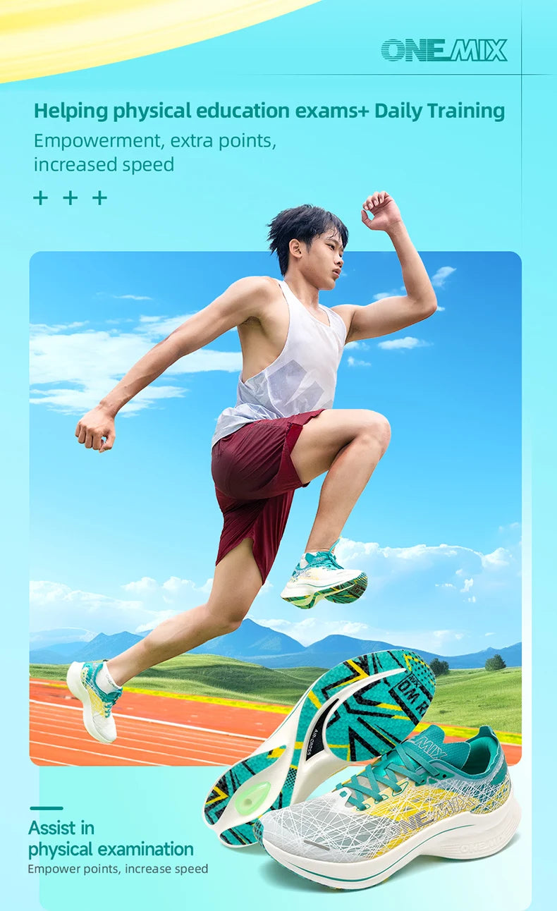 ONEMIX Marathon Carbon Plate Running Shoes Shock Absorption Ultra-light Sports Shoes Rebound Technology Outdoor Men Sneakers.