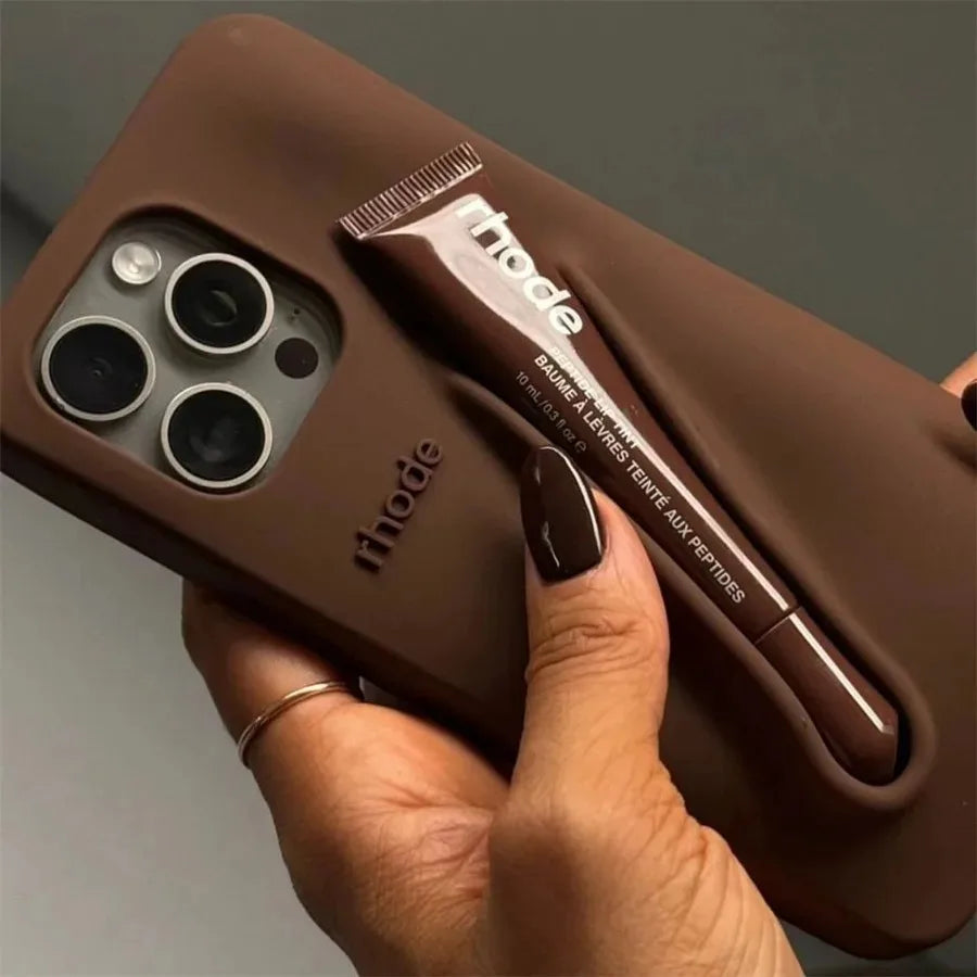 Lipgloss Lip Balm Lipstick Holder Case For iPhone 17 Air 16 15 14 Plus 13 12 11 Pro Max 16e Shockproof Soft Silicone Cover.