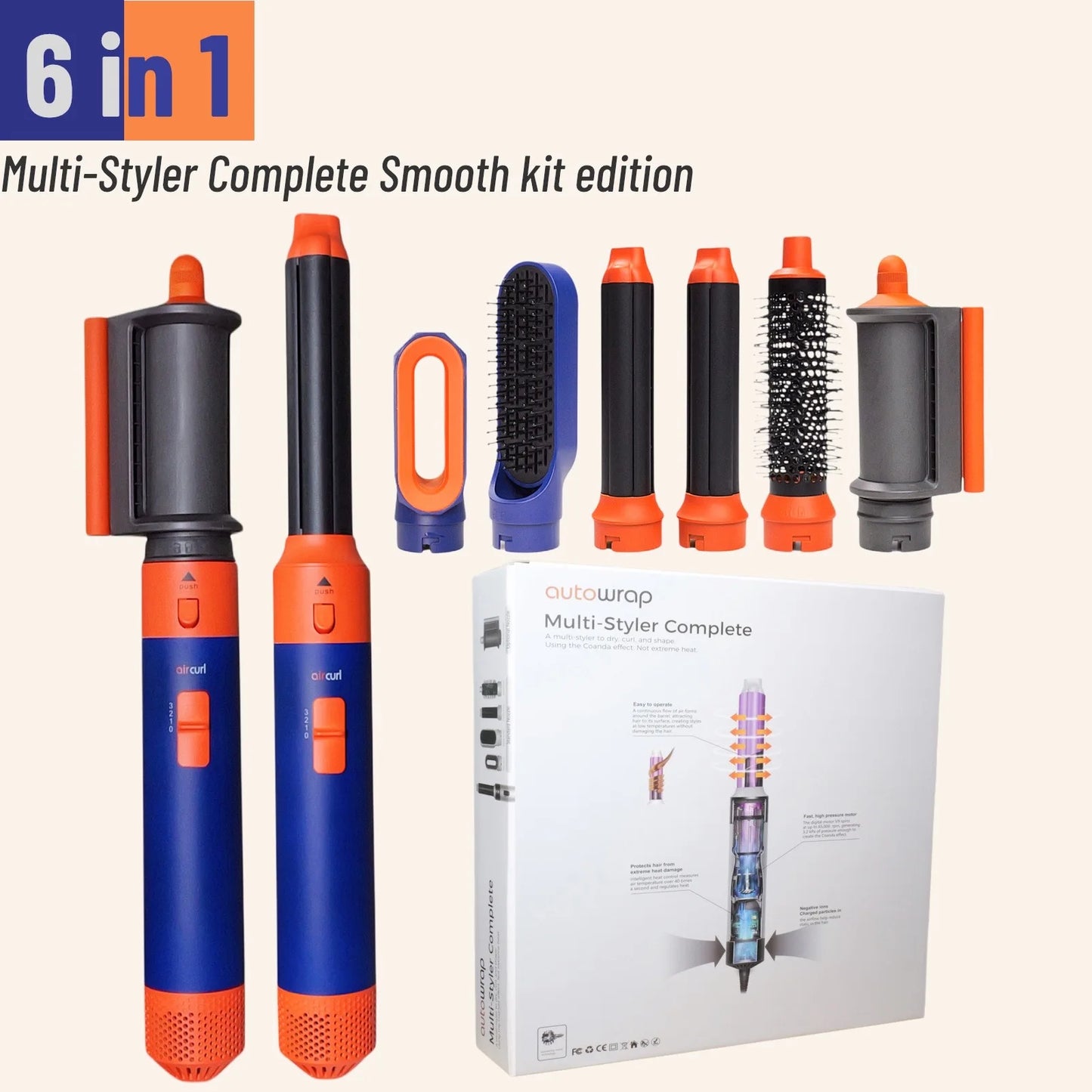 6 In 1 Hair Styler New Smooth Hair Dryer For Hair 6 in 1 hair styler With Curling Barrel Hot Air Brush Styling Tool MultiStyler