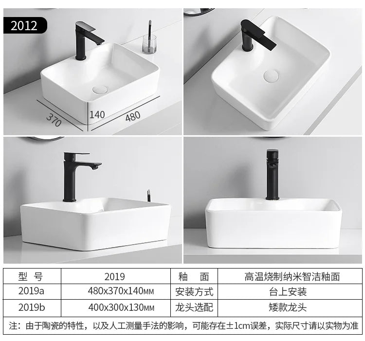 Arbeits platte Waschbecken Seite Entwässerung Keramik Waschbecken Balkon Waschbecken Kunst becken Einzel becken quadratischer Kreis