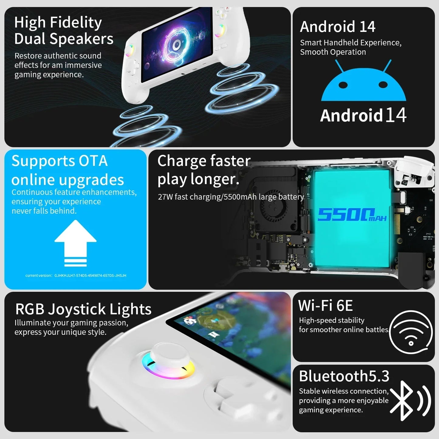 ANBERNIC RG557 Portable Retro Gaming Console Android 14 12g + 256g AMOLED Display 5.48 inches 512g PS2 PSP Games RG 557.