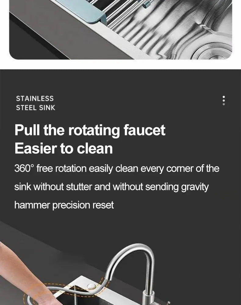 Thickened 304 Stainless Steel Single Sink Kitchen Sink Undermount Dishwashing Trough for Home Improvement