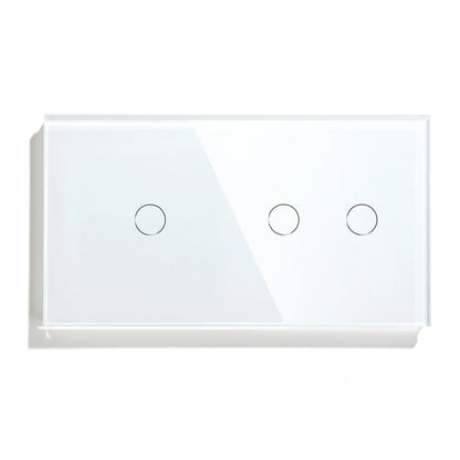 BSEED Touch-Schalter, 1/2/3 Gang, 1-Wege-Wandlichtschalter, blaue LED-Hintergrundbeleuchtung, Glas, Sensorbildschirm, Heimschalter, Weiß, EU-Standard.
