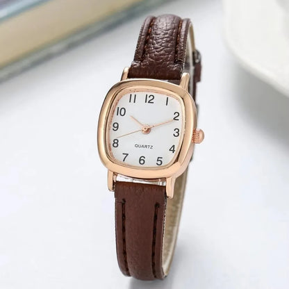 Kegllect Square Women Simple Small Dial Student Watches Vintage Belt Quartz Wristwatch.