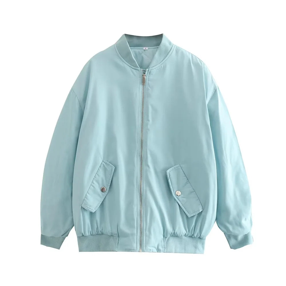 UNIZERA2023 Herbst und Winter Neue frauen Mode Stil Stehkragen Solide Lose Fit Flieger Jacke Baumwolle Mantel